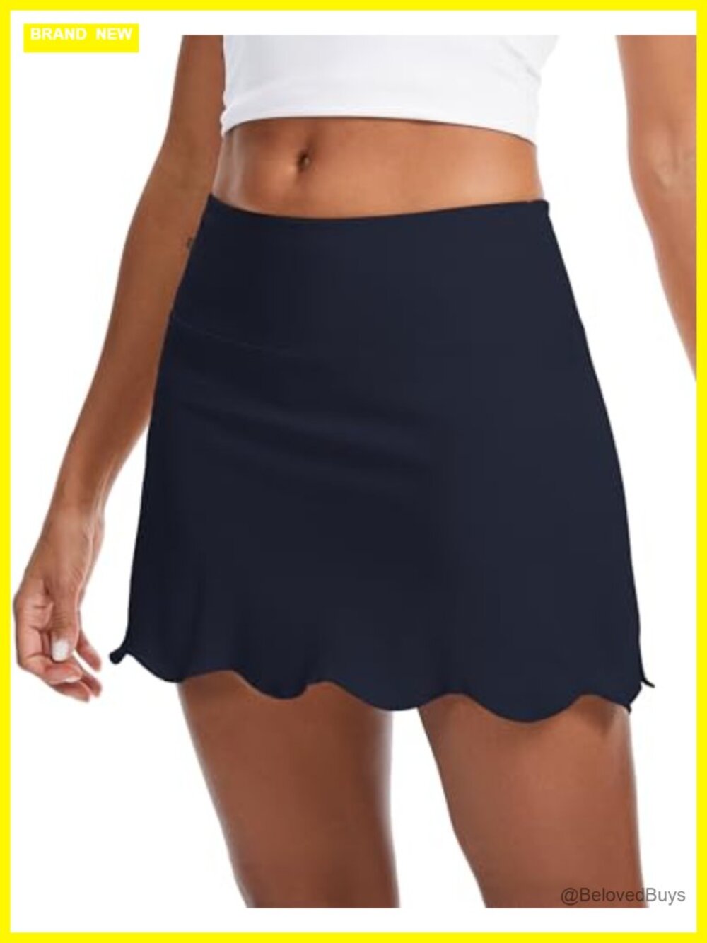 Scalloped Hem High Waisted Skort with Pockets Tennis Golf Athletic